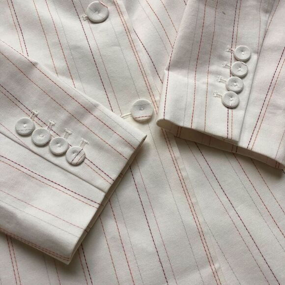 NWOT Rebecca Taylor Tailored Stitched Stripe Blazer Snow Combo Size‎ 10 - Picture 7 of 9